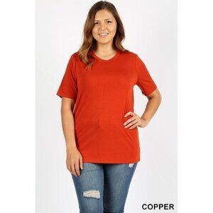 Women's Plus Size Crewneck‎ T-Shirt by Zenana Size  2X Copper T-Shirt for Women